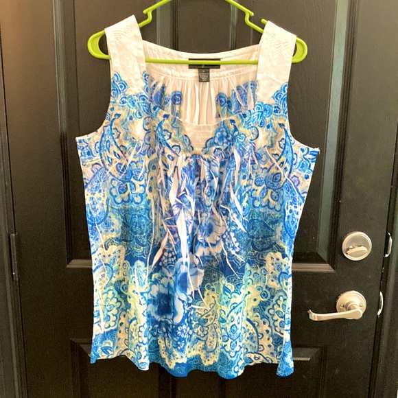Style & Co. Tops - Style & Co. Womens blue white light green paisley print sleeveless blouse